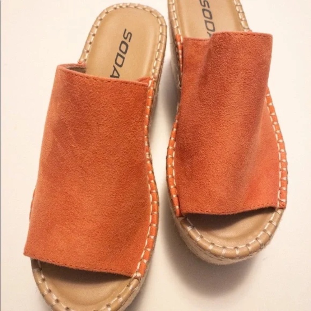 Soda Women’s Orange Suede Slide Sandals